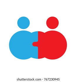 Abstract teamwork icon on a white background, Vector illustration