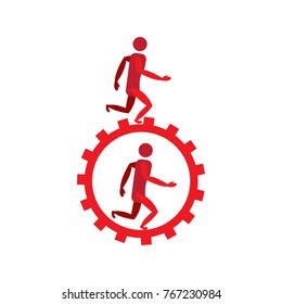 Abstract teamwork icon on a white background, Vector illustration
