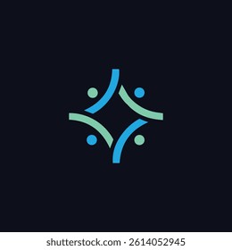 Abstract Teamwork Logo with Connecting Shapes for Collaboration