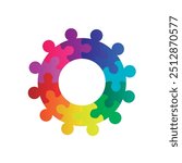 Abstract teamwork people. Colorful puzzle circle vector isolated on white background.	