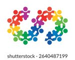 Abstract teamwork people. Infinity gear puzzle concept. Vector isolated on a white background.	