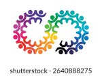 Abstract teamwork people. Infinity gear puzzle concept. Vector isolated on a white background.	