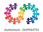 Abstract teamwork people love heart. Infinity gear puzzle concept. Vector isolated on white background.