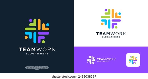 Abstract teamwork symbol logo icon. Colorful people family logo design inspiration.