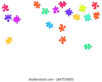 Abstract teaser jigsaw puzzle rainbow colors pieces vector background  Group puzzle pieces isolated white  Problem solving abstract concept  Game   play symbols 