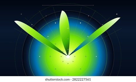 Abstract tech analytics backdrop showcasing radial motion with glowing ribbons and data mesh. Chartreuse, Navy Blue and Pearl color theme.