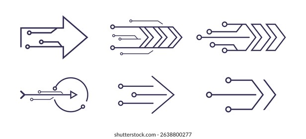 Abstract Tech Arrow Icons Circuitry, Digital, Network, Forward
