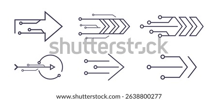 Abstract Tech Arrow Icons Circuitry, Digital, Network, Forward