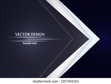 Abstract tech arrows on a blue background. Geometric overlap. Space for text. Business template, corporate design. Vector illustration.