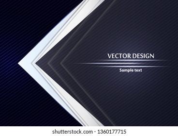 Abstract tech arrows on a blue background. Geometric overlap. Space for text. Business template, corporate design. Vector illustration.