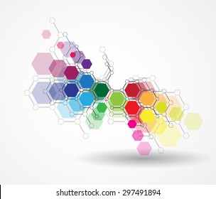 Abstract tech background. Futuristic interface. Vector illustration with many geometric shape.
