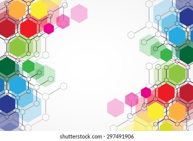 Abstract tech background. Futuristic interface. Vector illustration with many geometric shape.