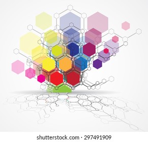 Abstract tech background. Futuristic interface. Vector illustration with many geometric shape.