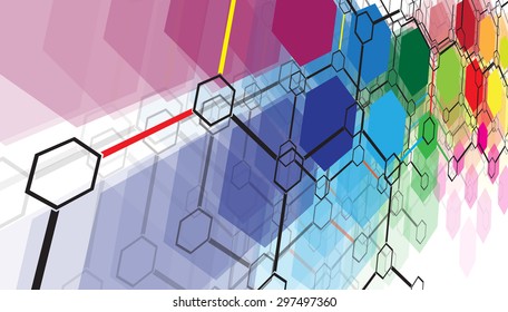 Abstract tech background. Futuristic interface. Vector illustration with many geometric shape.