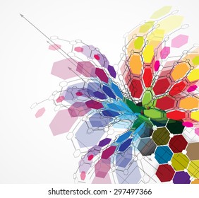 Abstract tech background. Futuristic interface. Vector illustration with many geometric shape.