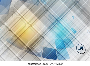 Abstract tech background. Futuristic interface. Vector illustration with many geometric shape.