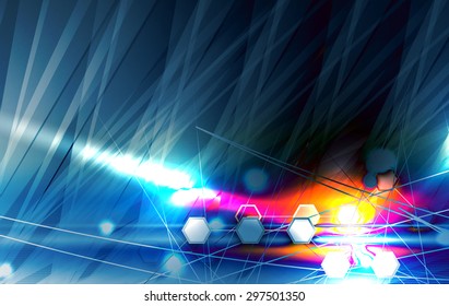 Abstract tech background. Futuristic interface. Vector illustration with many geometric shape.