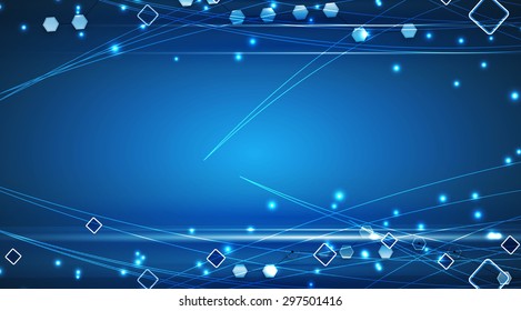 Abstract tech background. Futuristic interface. Vector illustration with many geometric shape.