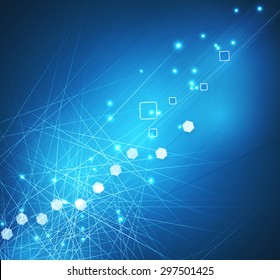 Abstract tech background. Futuristic interface. Vector illustration with many geometric shape.