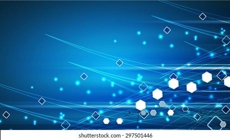 Abstract tech background. Futuristic interface. Vector illustration with many geometric shape.