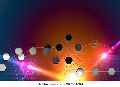 Abstract tech background. Futuristic interface. Vector illustration with many geometric shape.