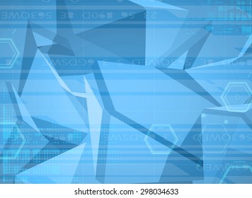 Abstract tech background. Futuristic interface. Vector illustration with many geometric shape.
