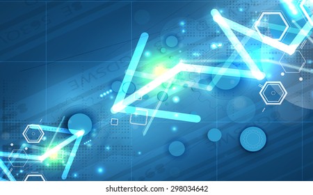 Abstract tech background. Futuristic interface. Vector illustration with many geometric shape.