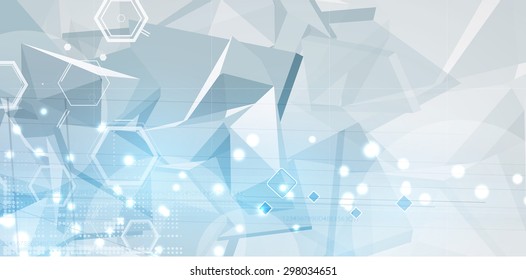 Abstract tech background. Futuristic interface. Vector illustration with many geometric shape.