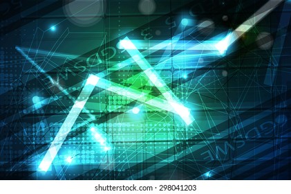 Abstract tech background. Futuristic interface. Vector illustration with many geometric shape.