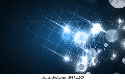 Abstract tech background. Futuristic interface. Vector illustration with many geometric shape.