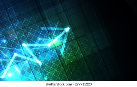 Abstract tech background. Futuristic interface. Vector illustration with many geometric shape.