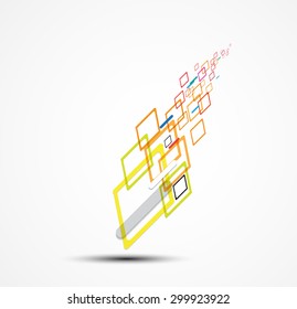Abstract tech background. Futuristic interface. Vector illustration with many geometric shape.