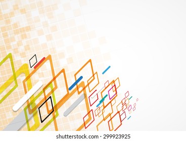 Abstract tech background. Futuristic interface. Vector illustration with many geometric shape.