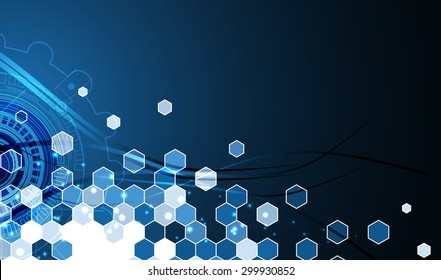 Abstract tech background. Futuristic interface. Vector illustration with many geometric shape.