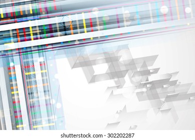 Abstract tech background. Futuristic interface. Vector illustration with many geometric shape.