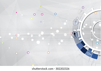 Abstract tech background. Futuristic interface. Vector illustration with many geometric shape.