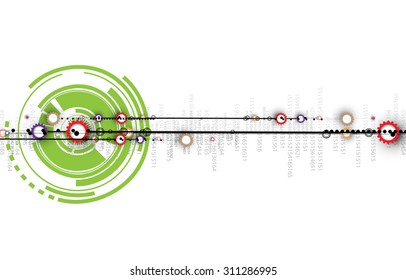 Abstract tech background. Futuristic interface. Vector illustration with many geometric shape.
