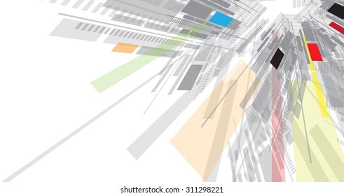 Abstract tech background. Futuristic interface. Vector illustration with many geometric shape.