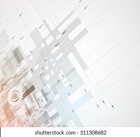 Abstract tech background. Futuristic interface. Vector illustration with many geometric shape.