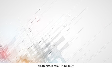 Abstract tech background. Futuristic interface. Vector illustration with many geometric shape.