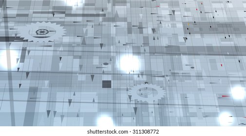 Abstract tech background. Futuristic interface. Vector illustration with many geometric shape.