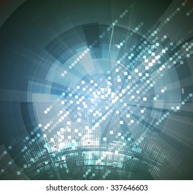 Abstract tech background. Futuristic interface. Vector illustration with many geometric shape.