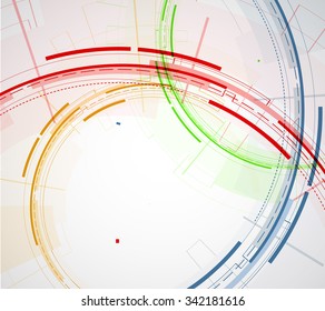 Abstract tech background. Futuristic interface. Vector illustration with many geometric shape.