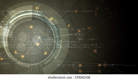 Abstract tech background. Futuristic interface. Vector illustration with many geometric shape.