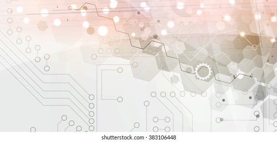 Abstract tech background. Futuristic interface. Vector illustration with many geometric shape.