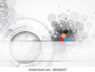 Abstract tech background. Futuristic interface. Vector illustration with many geometric shape.