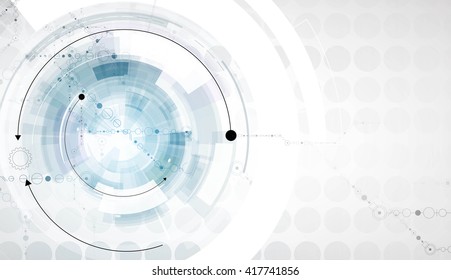 Abstract tech background. Futuristic interface. Vector illustration with many geometric shape.