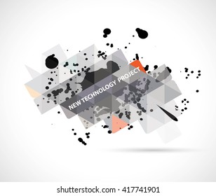 Abstract tech background. Futuristic interface. Vector illustration with many geometric shape.