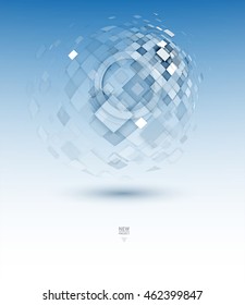 Abstract tech background. Futuristic interface. Vector illustration with many geometric shape. Great future concept