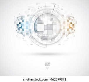 Abstract tech background. Futuristic interface. Vector illustration with many geometric shape. Great future concept